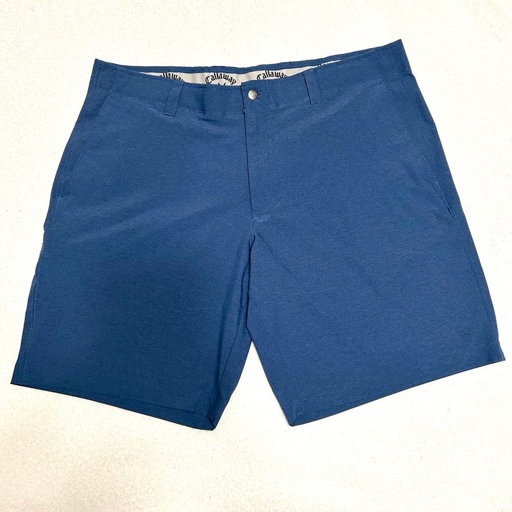 Callaway Blue Flat Front Shorts Gold Shorts 38”